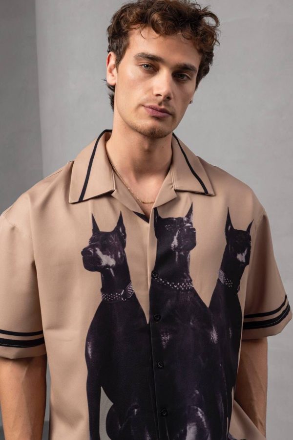 Doberman Shirt – Chemise imprimé chien style streetwear luxe TEE-GABON